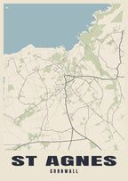 Street map poster of St Agnes, Cornwall