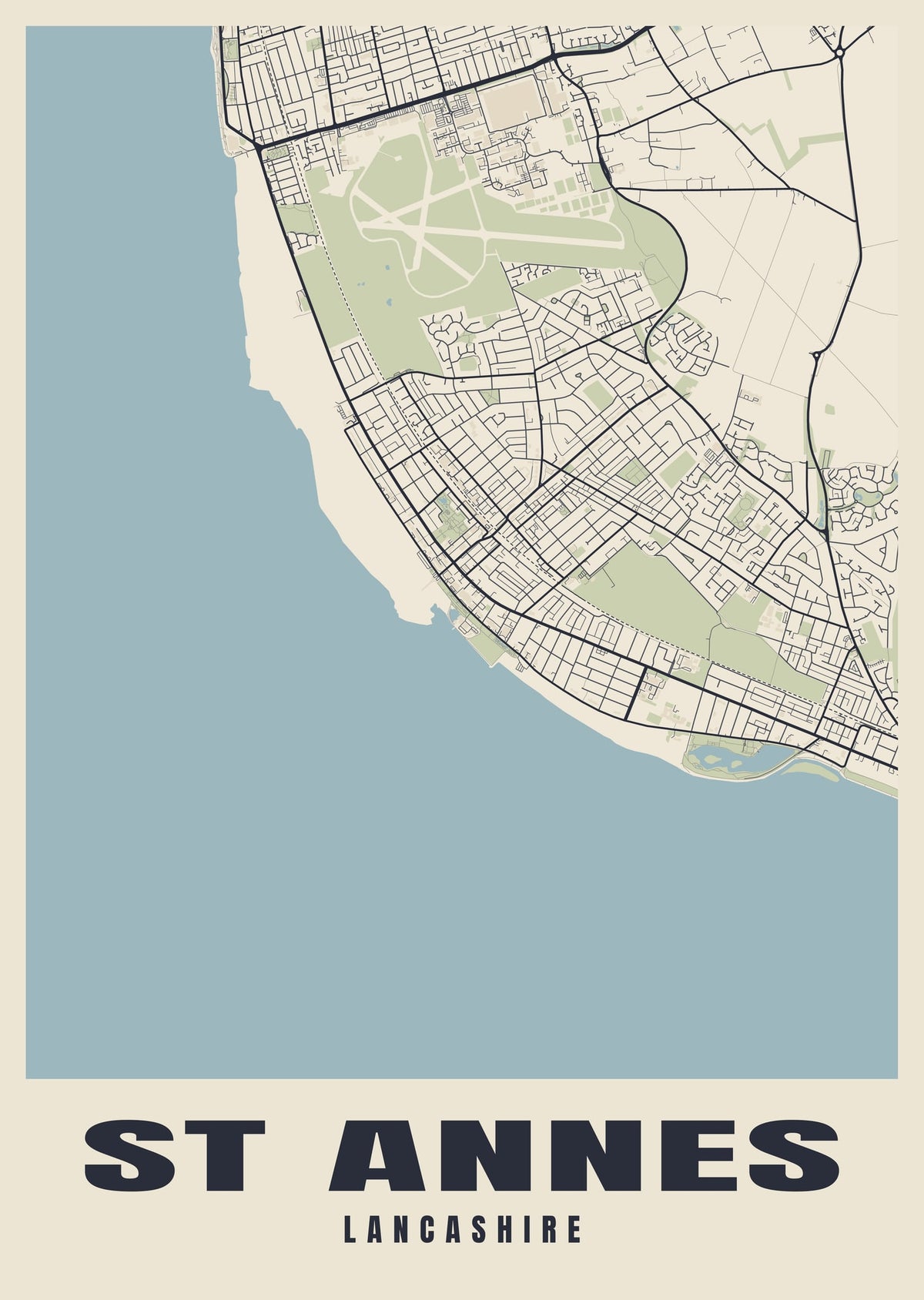Street map poster of St Annes, Lancashire