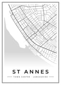 Street map poster of St Annes town centre, Lancashire