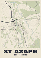 Street map poster of St Asaph, Denbighshire