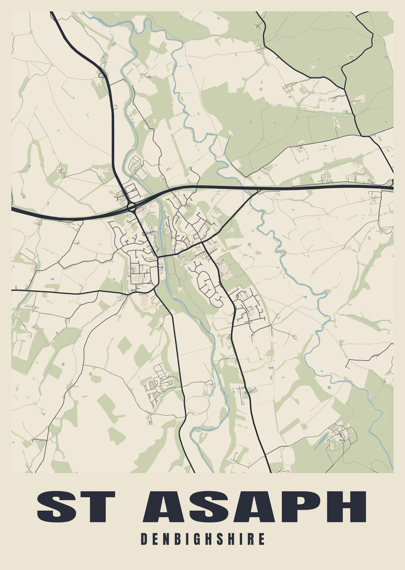 St Asaph Street Map Poster