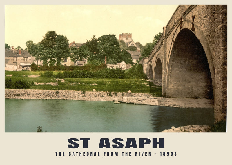 La cathédrale vue de la rivière, St Asaph, v. 1890–1900, tirage patrimonial