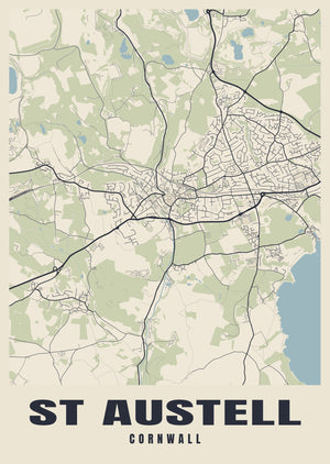 St Austell Street Map Poster