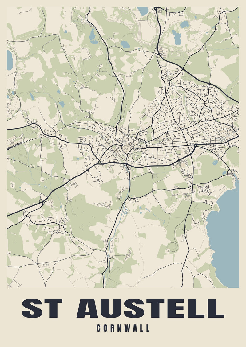 St Austell Street Map Poster