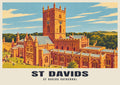 St Davids Cathedral poster, Retro Railway style