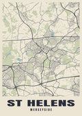 Street map poster of St Helens, Merseyside