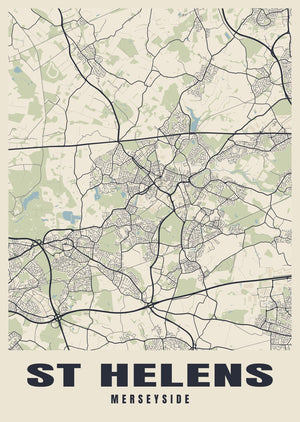 St Helens Street Map Poster