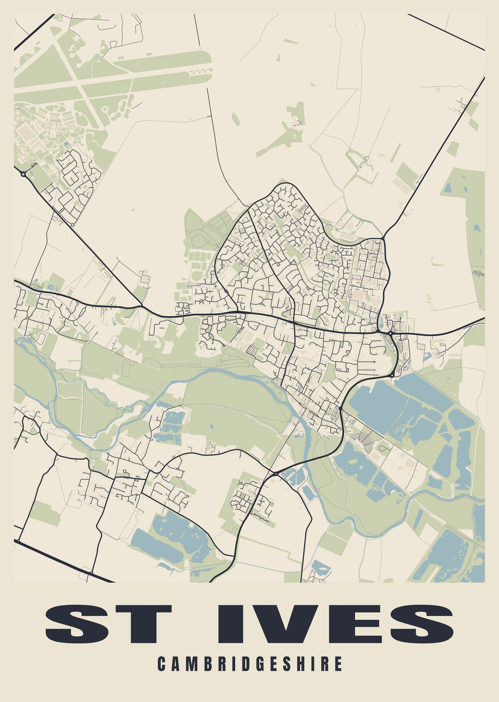 Street map poster of St Ives, Cambridgeshire
