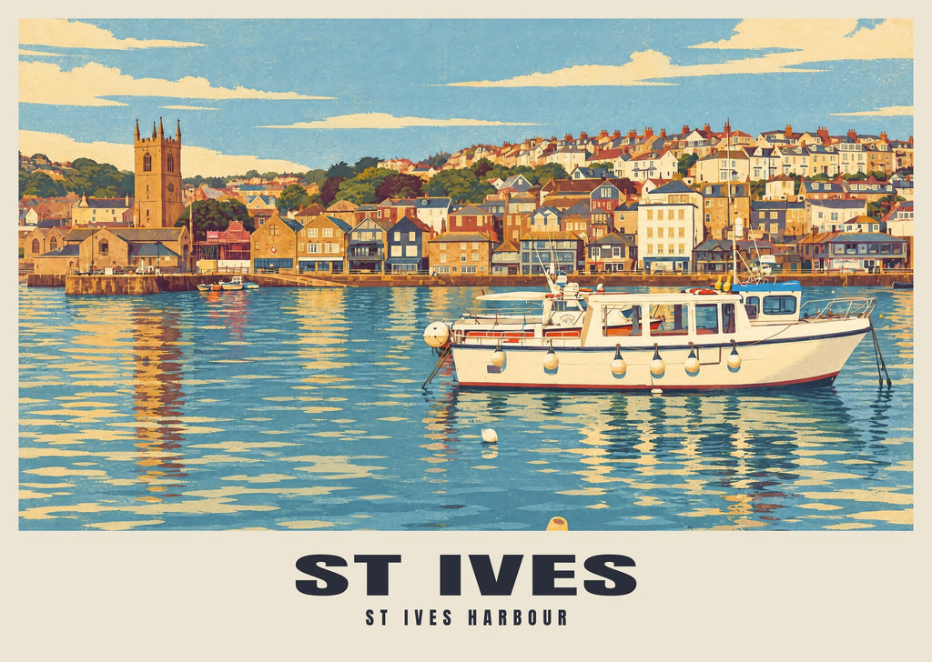St Ives Harbour poster, Retro Railway style