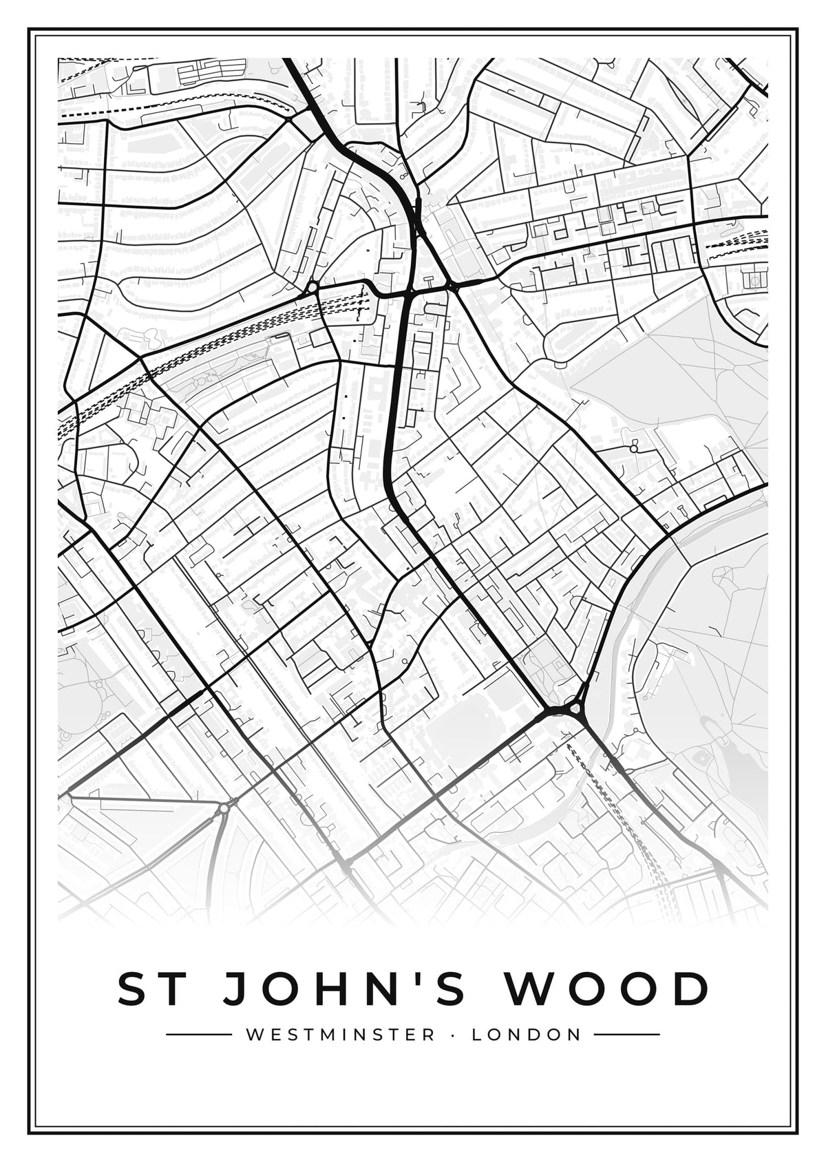 Street map poster of St John's Wood, Westminster, London
