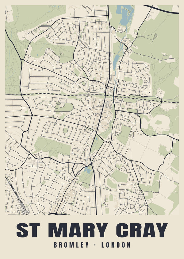 St Mary Cray Heritage Street Map Poster