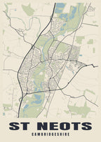 Street map poster of St Neots, Cambridgeshire