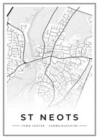 Street map poster of St Neots town centre, Cambridgeshire