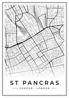 Street map poster of St Pancras, Camden, London