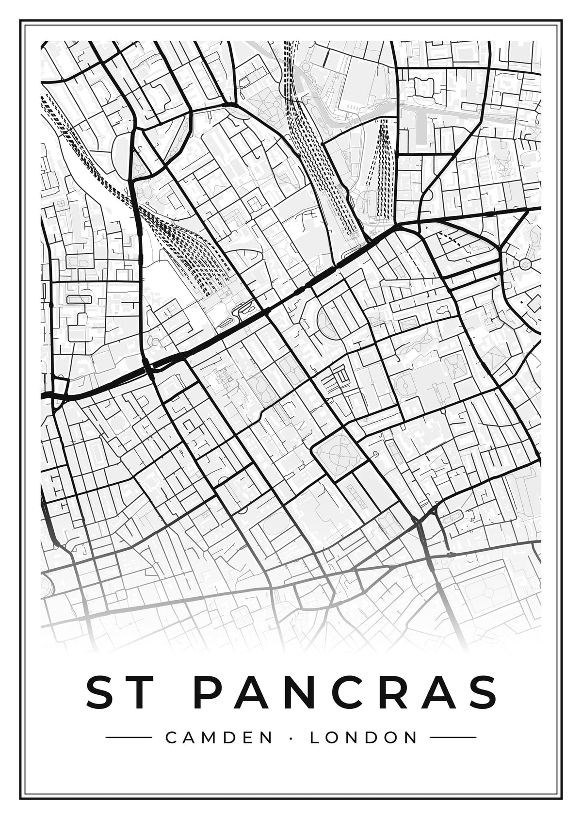 Street map poster of St Pancras, Camden, London
