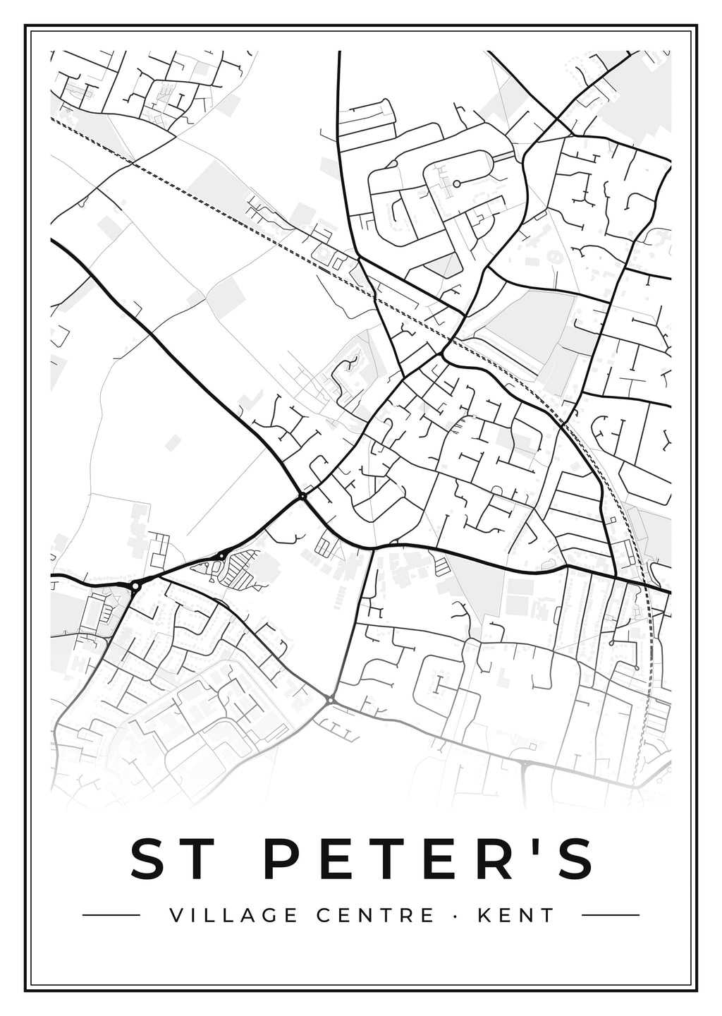 Street map poster of St Peter's village centre, Kent