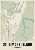 Street map poster of St. Simons Island, Georgia