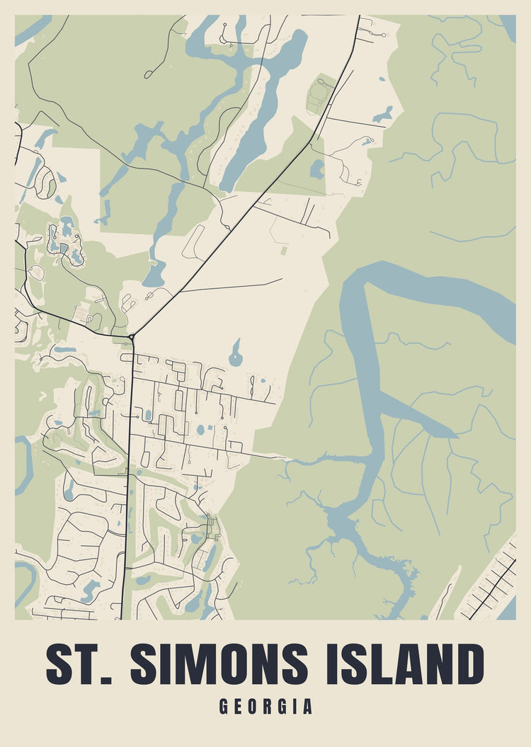 St. Simons Island Street Map Poster