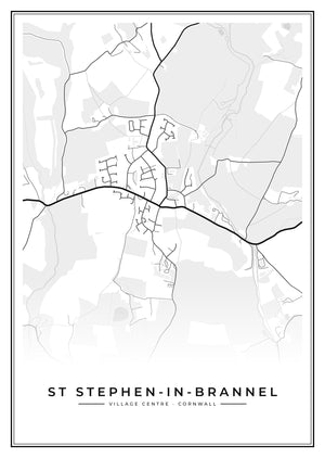 St Stephen-in-Brannel Village Centre Street Map Poster