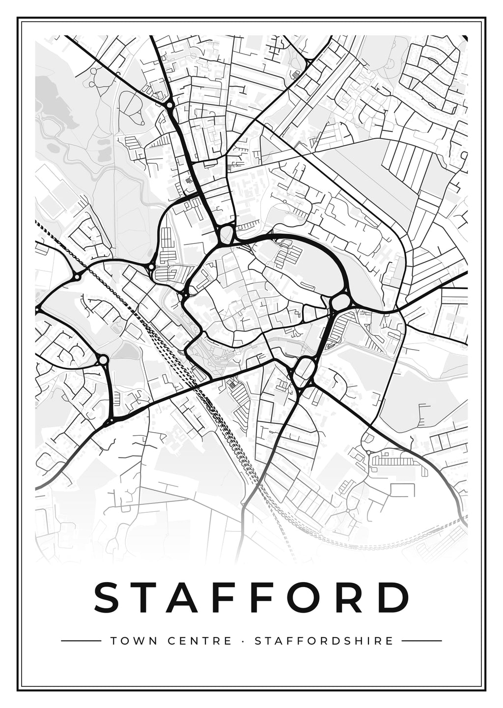 Street map poster of Stafford town centre, Staffordshire