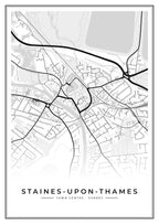 Street map poster of Staines-upon-Thames town centre, Surrey