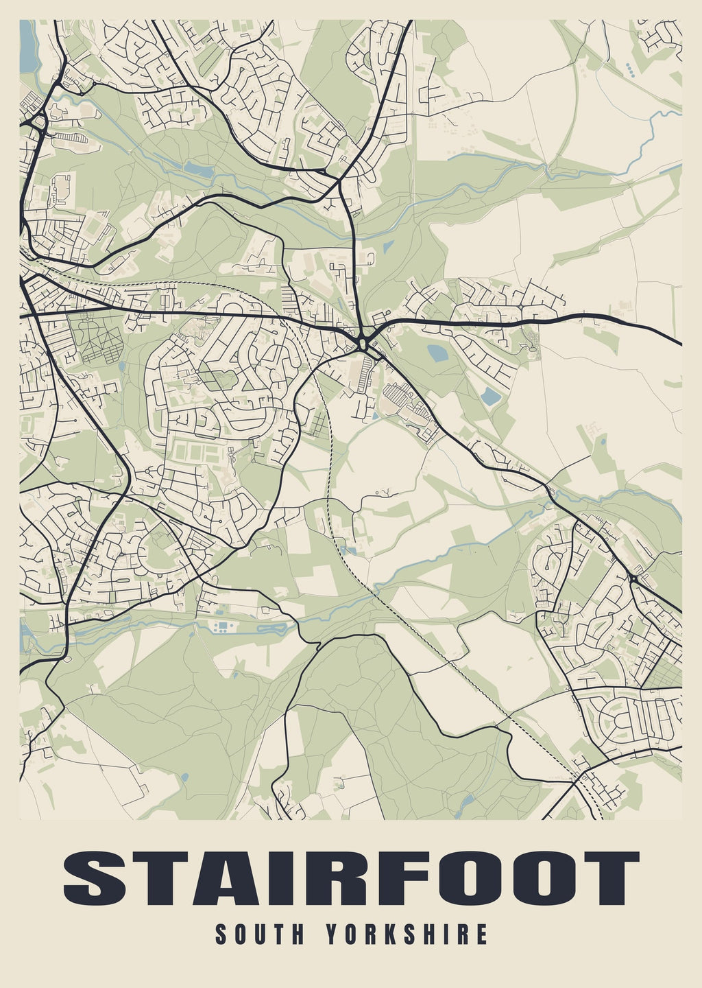 Street map poster of Stairfoot, South Yorkshire