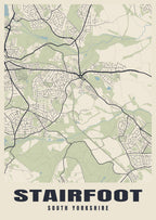 Street map poster of Stairfoot, South Yorkshire