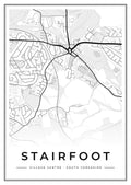 Street map poster of Stairfoot village centre, South Yorkshire