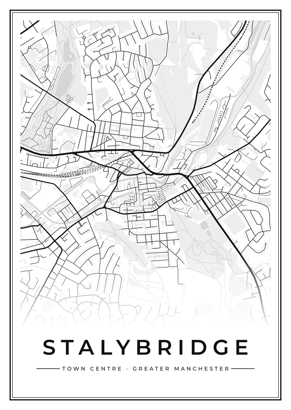 Street map poster of Stalybridge town centre, Greater Manchester