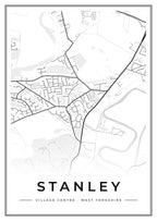 Street map poster of Stanley village centre, West Yorkshire