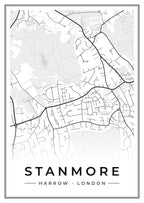Street map poster of Stanmore, Harrow, London