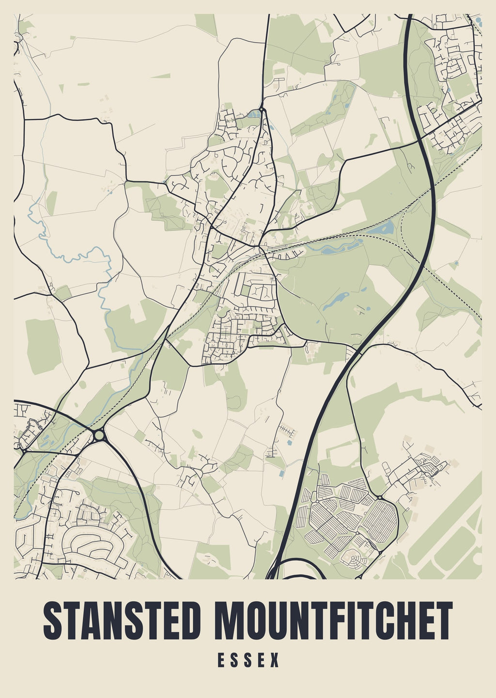 Street map poster of Stansted Mountfitchet, Essex