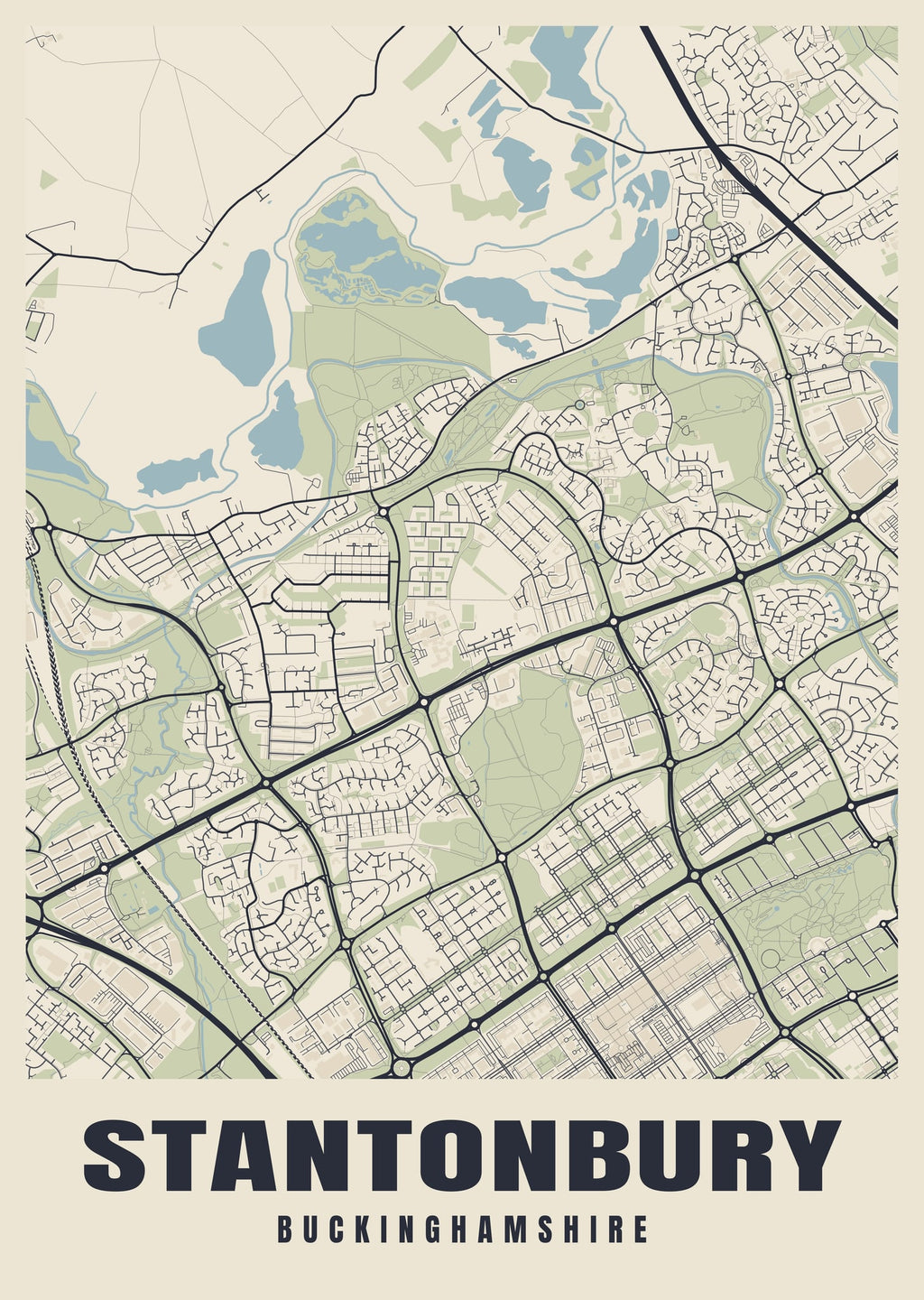 Street map poster of Stantonbury, Buckinghamshire