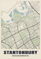 Street map poster of Stantonbury, Buckinghamshire