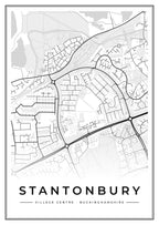 Street map poster of Stantonbury village centre, Buckinghamshire