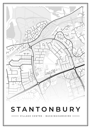 Stantonbury Village Centre Street Map Poster