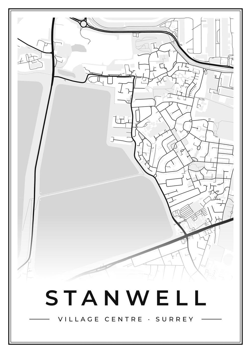 Stanwell Village Centre Street Map Poster