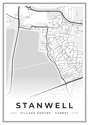 Stanwell Village Centre Street Map Poster