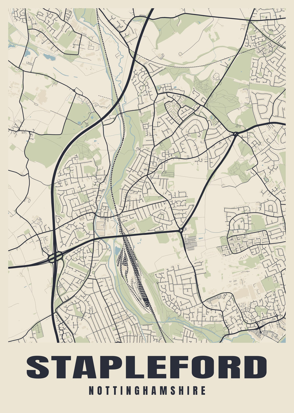 Street map poster of Stapleford, Nottinghamshire