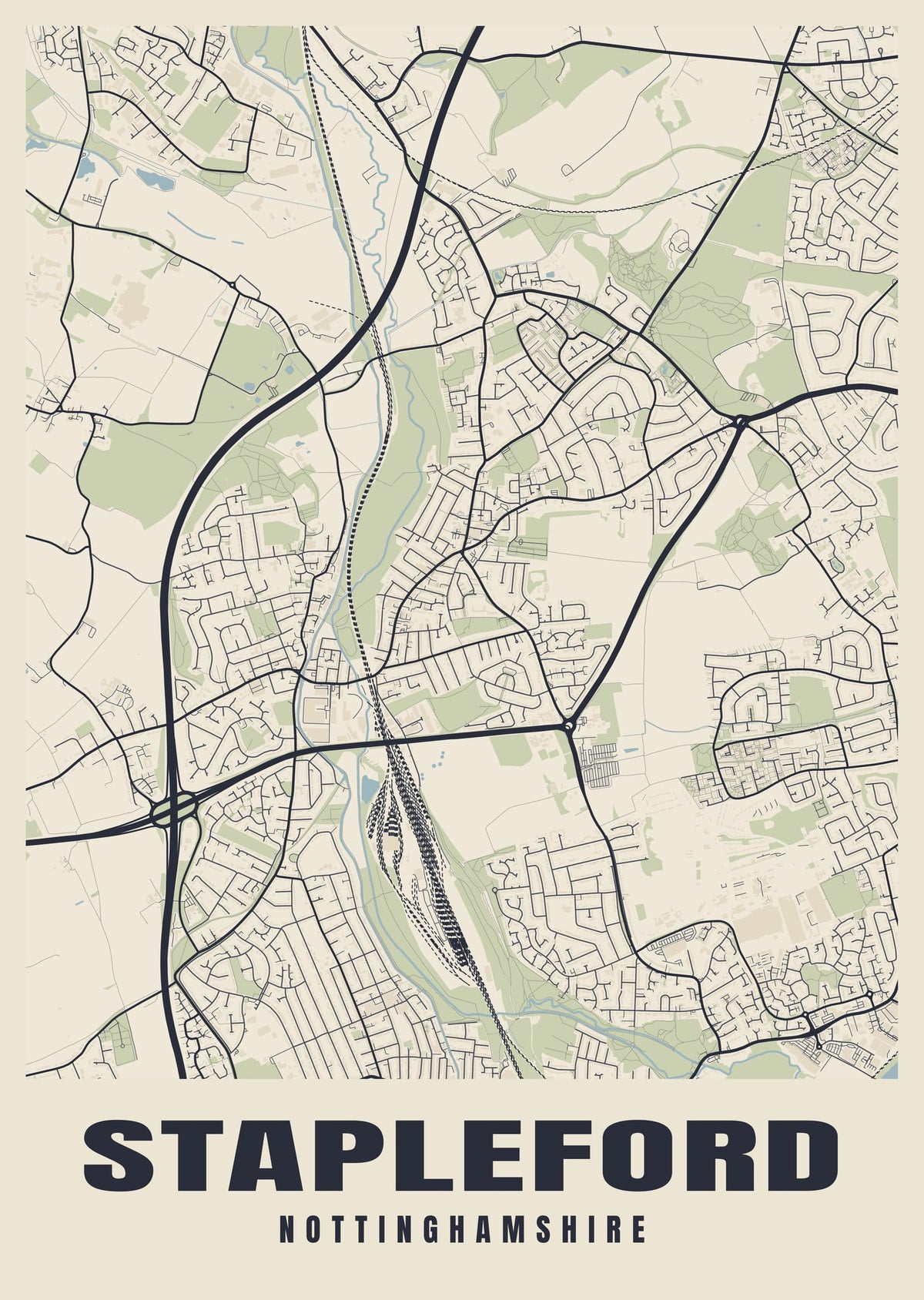 Street map poster of Stapleford, Nottinghamshire