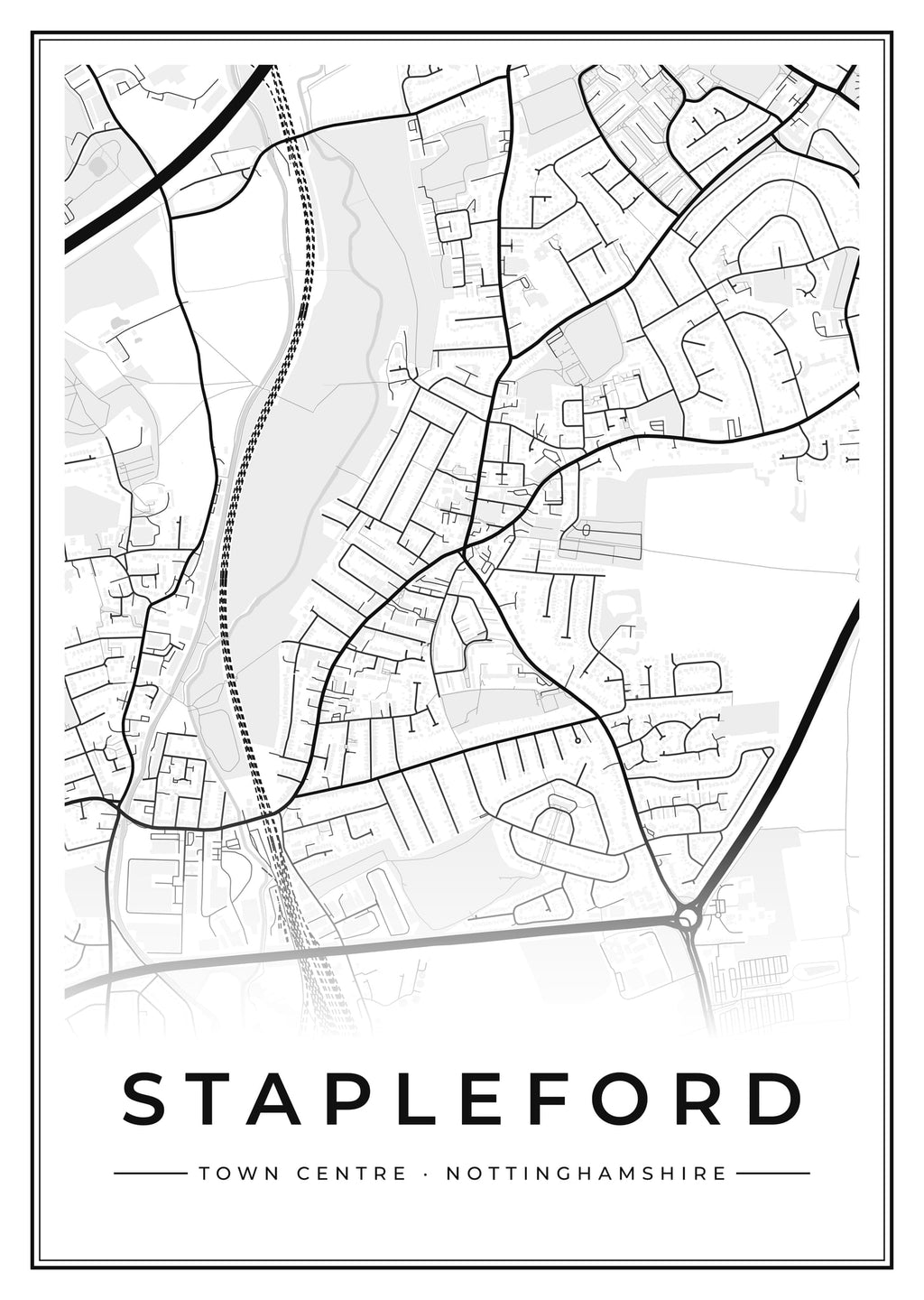 Street map poster of Stapleford town centre, Nottinghamshire