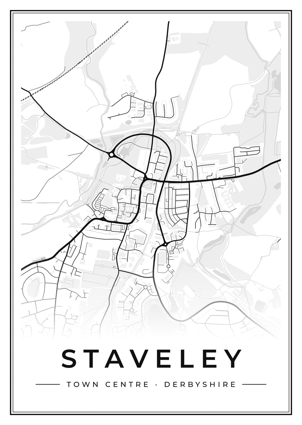Staveley Town Centre Street Map Poster