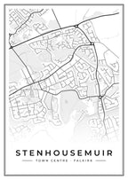 Street map poster of Stenhousemuir town centre, Falkirk