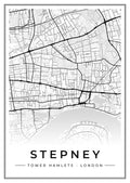 Street map poster of Stepney, Tower Hamlets, London