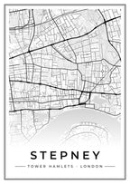 Street map poster of Stepney, Tower Hamlets, London