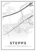 Street map poster of Stepps town centre, North Lanarkshire