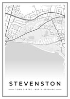 Street map poster of Stevenston town centre, North Ayrshire