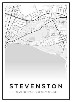 Stevenston Town Centre Street Map Poster