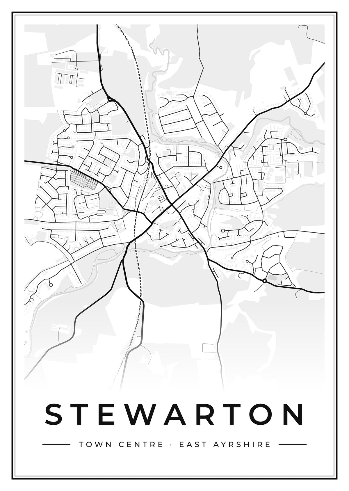 Street map poster of Stewarton town centre, East Ayrshire