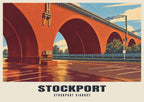 Stockport Viaduct poster, Retro Railway style